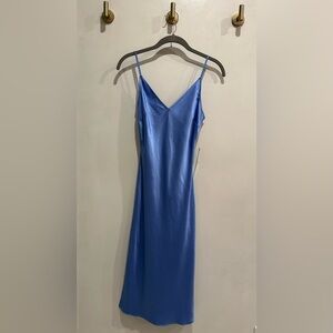 Express Blue Satin Midi Slip Dress